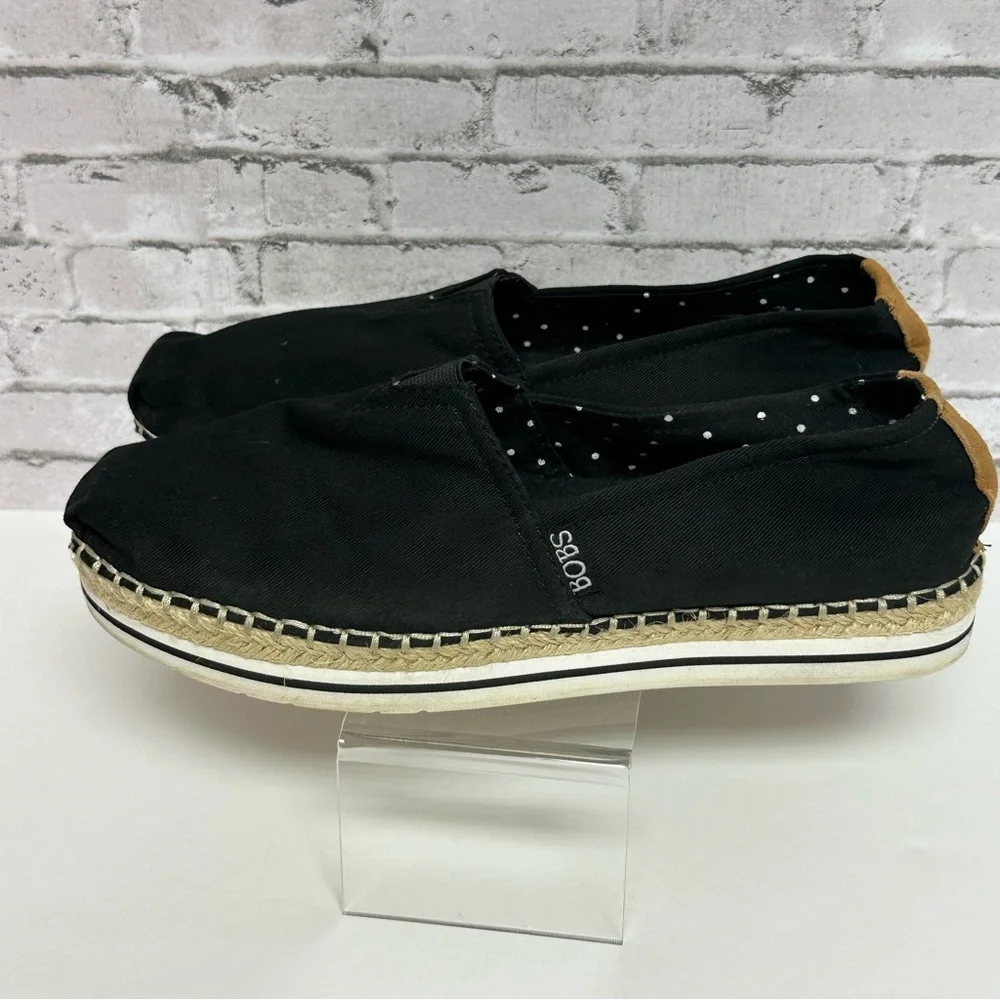 Bobs from Skechers Shoes Womens 8 Breeze Espadrille Black Canvas Comfort 32719